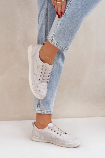 Įjungtatūralios odos sportbačiai pilkos spalvos Cloesa