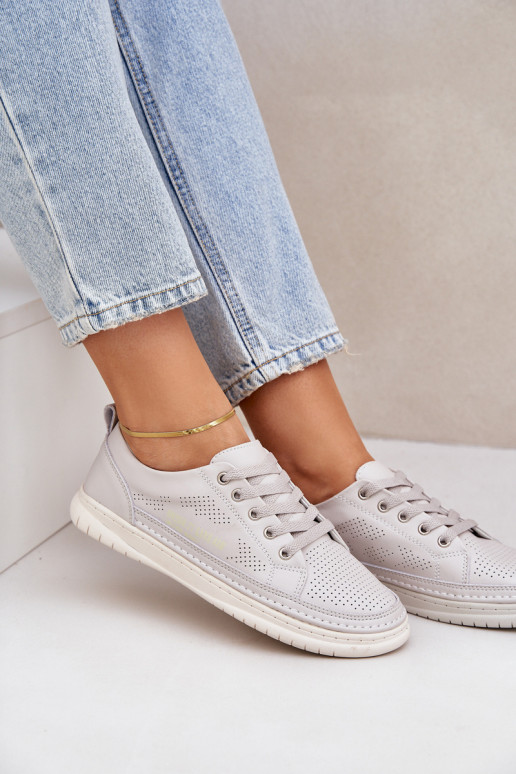 Įjungtatūralios odos sportbačiai pilkos spalvos Cloesa