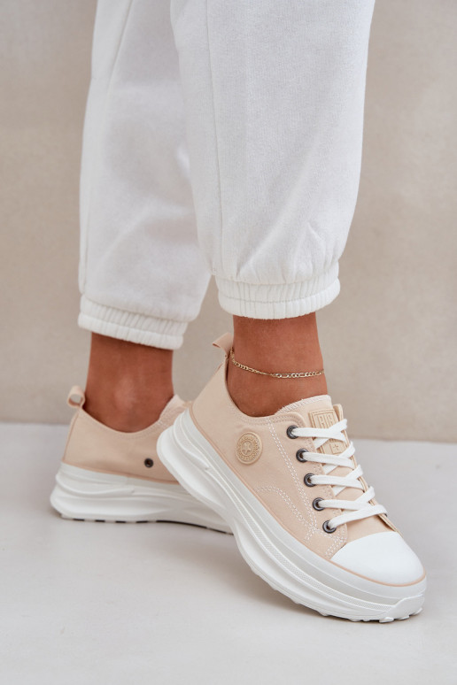 Moteriški batai su madingais masyviais padais Big Star NN274127 smėlio spalvos