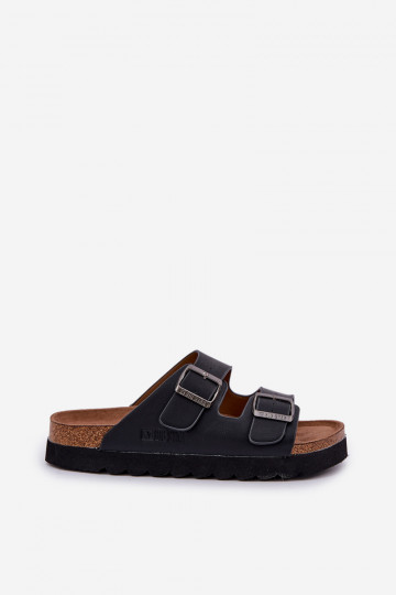 Lengvos vyriškos šlepetės su sagtimis iš eko odos Big Star NN174531 juodos spalvos 2