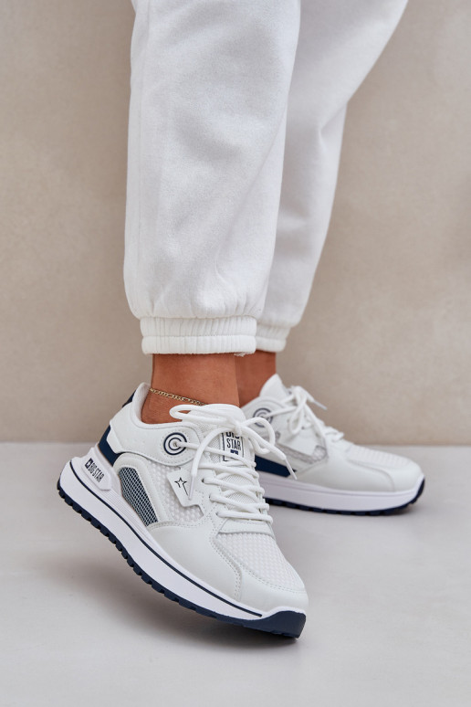 sportiniai bateliai Sneakers modelio batai Moteriškas Big Star NN274A103 HI-POLY SYSTEM Baltos-tamsiai mėlynos spalvos