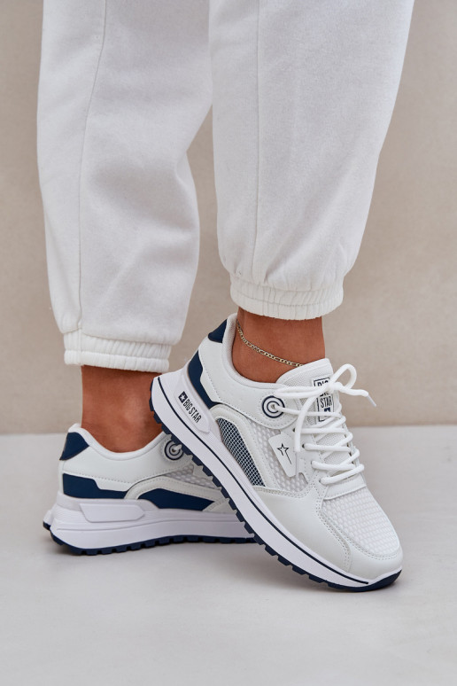 sportiniai bateliai Sneakers modelio batai Moteriškas Big Star NN274A103 HI-POLY SYSTEM Baltos-tamsiai mėlynos spalvos