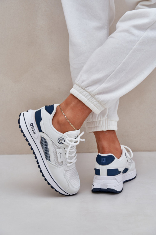 sportiniai bateliai Sneakers modelio batai Moteriškas Big Star NN274A103 HI-POLY SYSTEM Baltos-tamsiai mėlynos spalvos