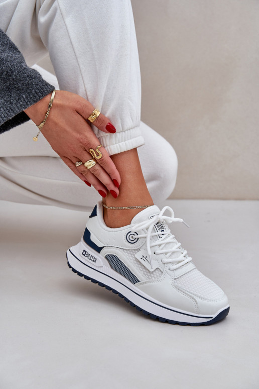 sportiniai bateliai Sneakers modelio batai Moteriškas Big Star NN274A103 HI-POLY SYSTEM Baltos-tamsiai mėlynos spalvos