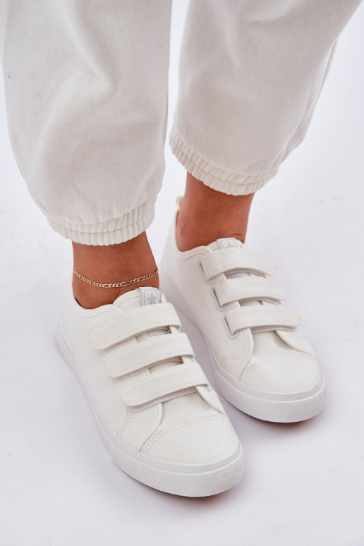 Jaunimas lygiapadžiai sportbačiai su lipniais užsegimais baltos spalvos Dilan