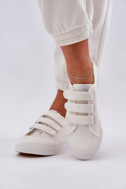 Jaunimas lygiapadžiai sportbačiai su lipniais užsegimais baltos spalvos Dilan