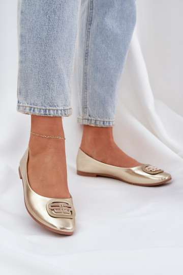 Balerinos Ant plokščio pado su ornamentais aukso spalvos Ainoria