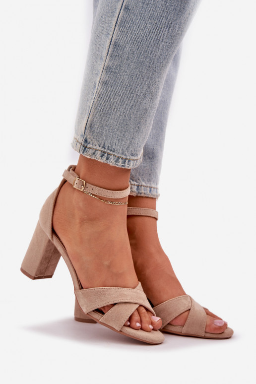 basutės Įjungta SłupkoĮym Obcasie Z iš eko zomšosu smėlio spalvos Saniffia