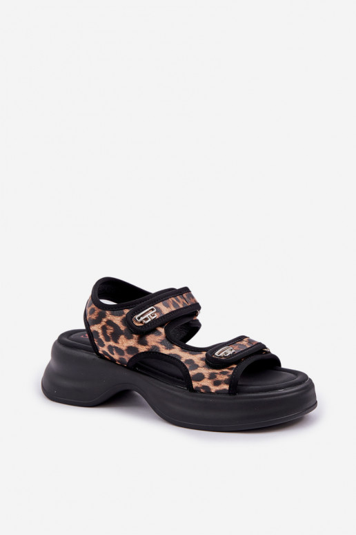 Eko Oda Lengvos basutės su platforma su leopardo kailio raštais rudos spalvos Deniffia