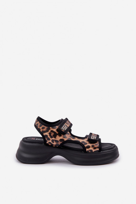 Eko Oda Lengvos basutės su platforma su leopardo kailio raštais rudos spalvos Deniffia