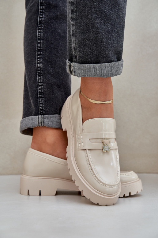 Lakuoti mokasinai Moteriškas Z Przypinką Meškiukai smėlio spalvos INulinea Lakuoti mokasinai Moteriškas Z Przypinką Meškiukai smėlio spalvos INulinea