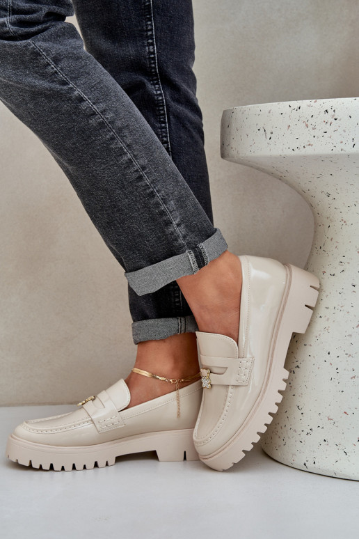 Lakuoti mokasinai Moteriškas Z Przypinką Meškiukai smėlio spalvos INulinea Lakuoti mokasinai Moteriškas Z Przypinką Meškiukai smėlio spalvos INulinea