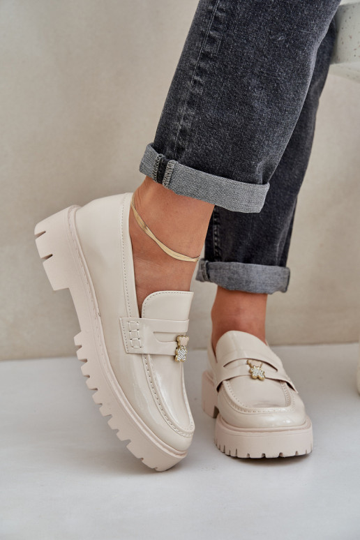 Lakuoti mokasinai Moteriškas Z Przypinką Meškiukai smėlio spalvos INulinea Lakuoti mokasinai Moteriškas Z Przypinką Meškiukai smėlio spalvos INulinea