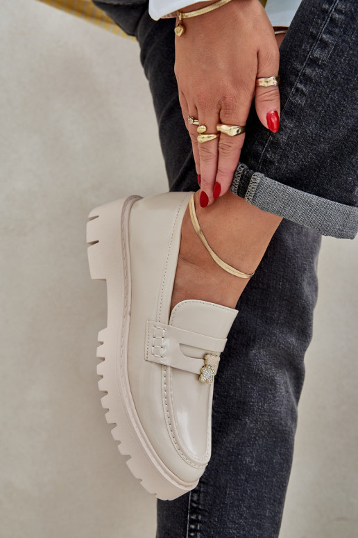 Lakuoti mokasinai Moteriškas Z Przypinką Meškiukai smėlio spalvos INulinea Lakuoti mokasinai Moteriškas Z Przypinką Meškiukai smėlio spalvos INulinea