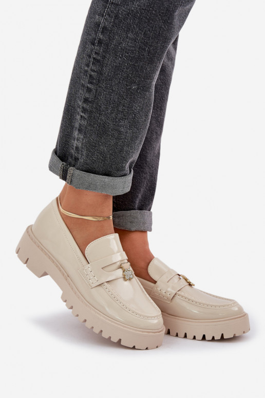 Lakuoti mokasinai Moteriškas Z Przypinką Meškiukai smėlio spalvos INulinea Lakuoti mokasinai Moteriškas Z Przypinką Meškiukai smėlio spalvos INulinea