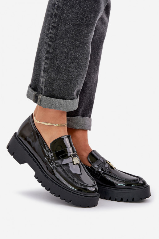 Lakuoti mokasinai Moteriškas Z Przypinką Meškiukai juodos spalvos INulinea Lakuoti mokasinai Moteriškas Z Przypinką Meškiukai juodos spalvos INulinea