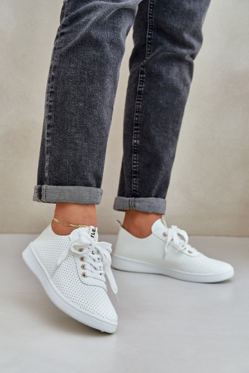 Moteriški ažūriniai suvarstomi sportbačiai dramblio kaulo spalvos Carinel