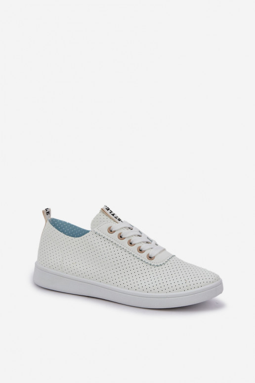 Moteriški ažūriniai suvarstomi sportbačiai dramblio kaulo spalvos Carinel