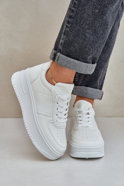 Klasikiniai sportbačiai iš eko odos su platforma baltos spalvos Dorreia