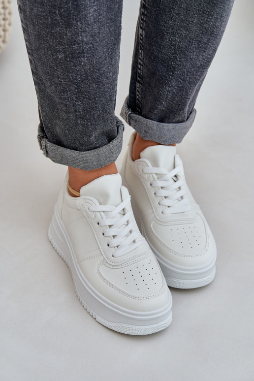 Klasikiniai sportbačiai iš eko odos su platforma baltos spalvos Dorreia