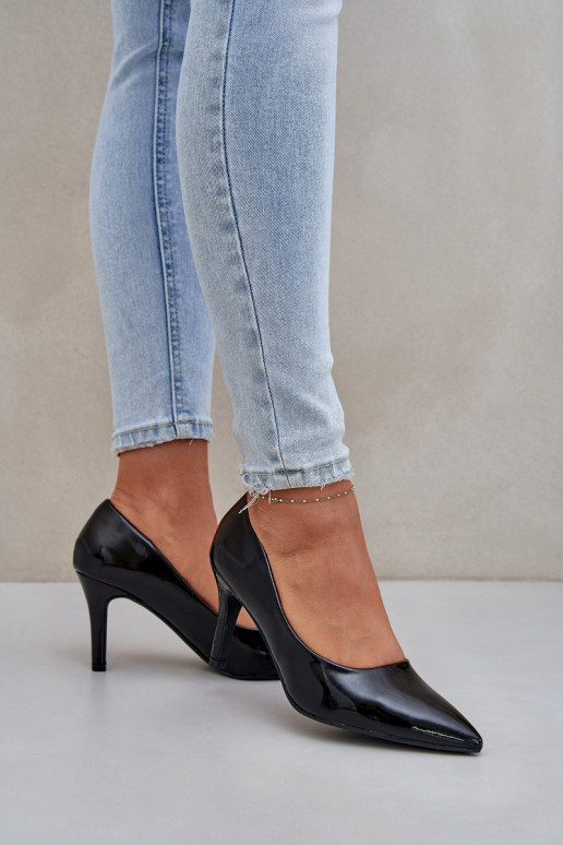 aukštakulniai bateliai Z su lako efektuj Eko Skóry juodos spalvos Sanalitia aukštakulniai bateliai Z su lako efektuj Eko Skóry juodos spalvos Sanalitia