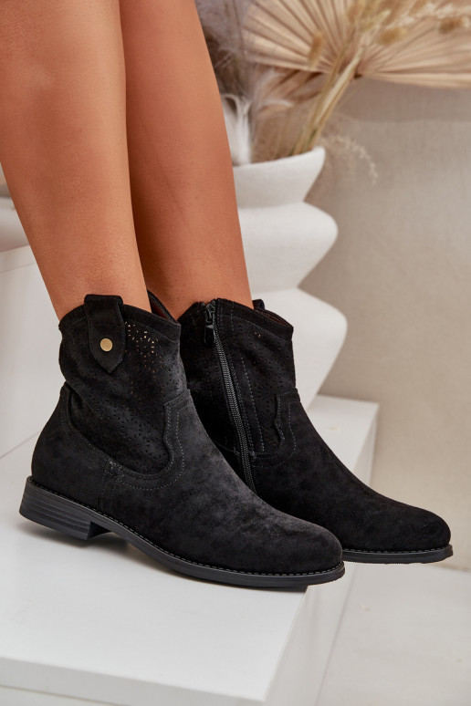 Ažūriniai aulinukai su plačiais kulniukais S.Barski HY51-063 juodos spalvos