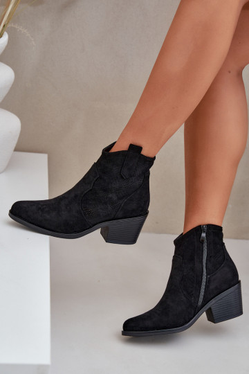 kaubojiško stiliaus aulinukai Į Pilį Eko Ažūrinės zomšinės S.Barski HY51-061 juodos spalvos