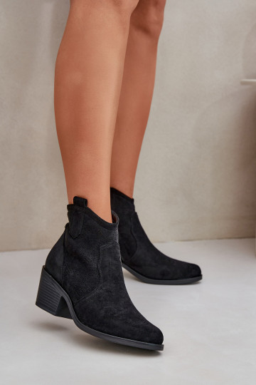 kaubojiško stiliaus aulinukai Į Pilį Eko Ažūrinės zomšinės S.Barski HY51-061 juodos spalvos 2