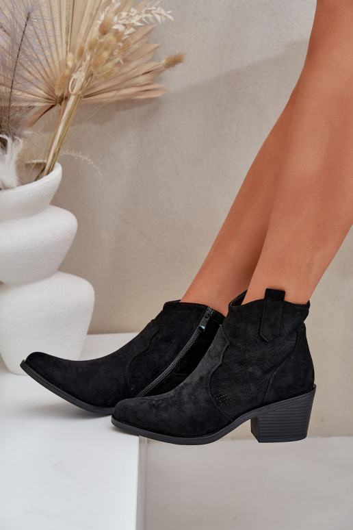 kaubojiško stiliaus aulinukai Į Pilį Eko Ažūrinės zomšinės S.Barski HY51-061 juodos spalvos