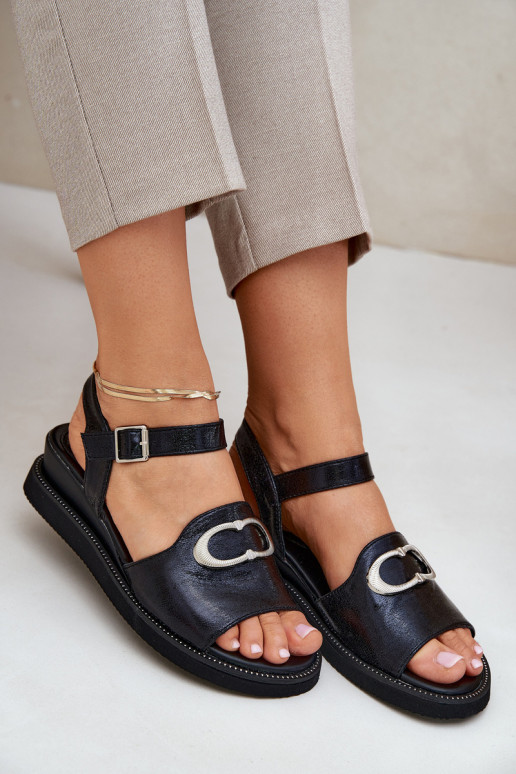 Lakuotos basutės moterims su platforma su ornamentais juodos spalvos Salianes Lakuotos basutės moterims su platforma su ornamentais juodos spalvos Salianes