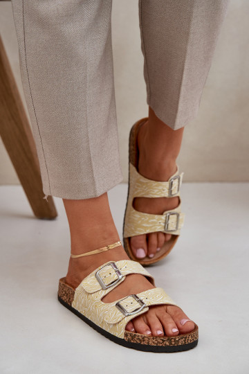 Šlepetės Ant kamštinio pado su sagtimis geltonos spalvos Atera