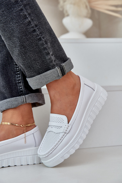 Oda Moteriški mokasinai platformoje I Koturnie baltos spalvos Elanindel Oda Moteriški mokasinai platformoje I Koturnie baltos spalvos Elanindel