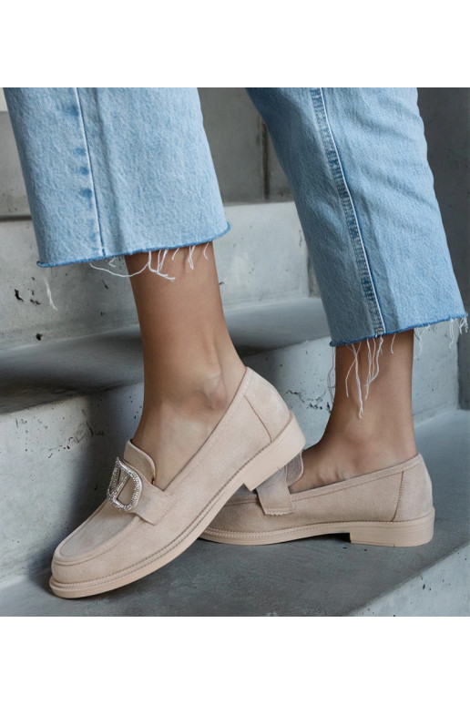 Smėlio spalvos mokasinai dekoruoti...