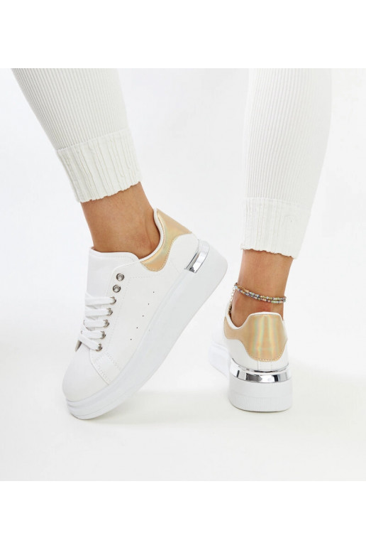 Balti sportiniai bateliai su aukso...