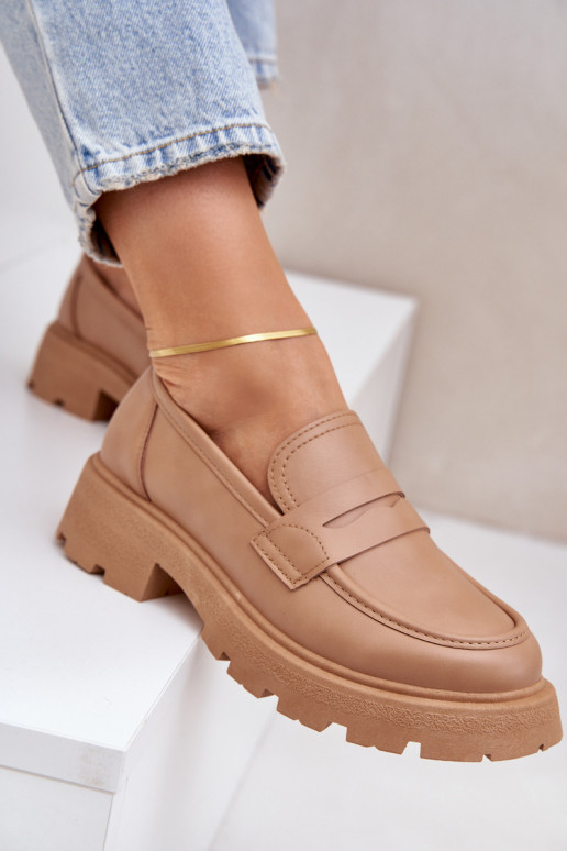 moteriški mokasinai iš eko odos smėlio spalvos Sendall