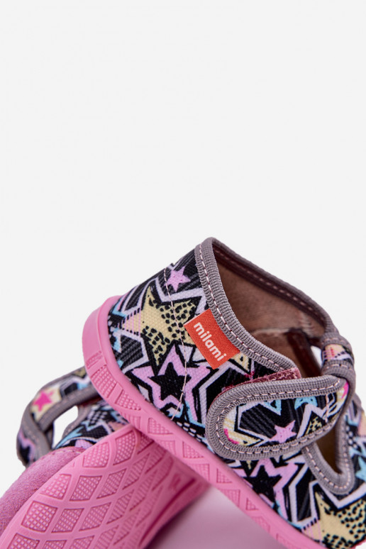 Šlepetės Milami Vaikiški su lipniais užsegimais pilka-rožinės spalvos Jasimrra