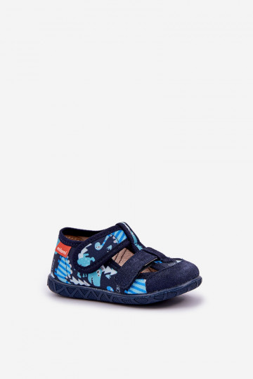 Šlepetės Milami Vaikiški su lipniais užsegimais IN Dinozaurasai tamsiai mėlynos spalvos Reathiana