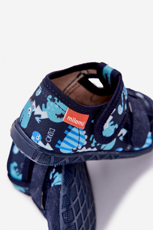 Šlepetės Milami Vaikiški su lipniais užsegimais IN Dinozaurasai tamsiai mėlynos spalvos Reathiana