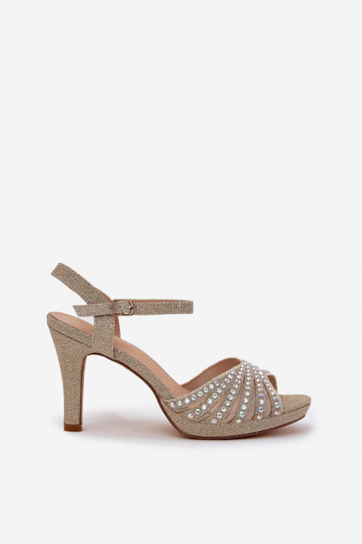 basutės su plonais kulniukais Su dekoracija Ir blizgučiai D&A MR1038-33 aukso spalvos basutės su plonais kulniukais Su dekoracija Ir blizgučiai D&A MR1038-33 aukso spalvos