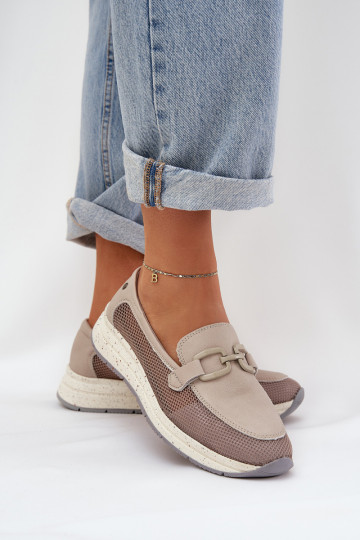 Moteriškas Oda Mokasinai D&A TIN210 pilkos spalvos