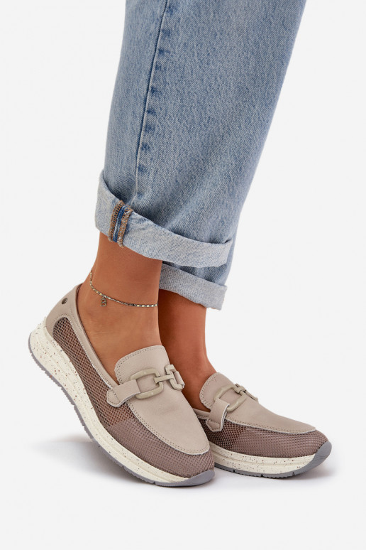 Moteriškas Oda Mokasinai D&A TIN210 pilkos spalvos