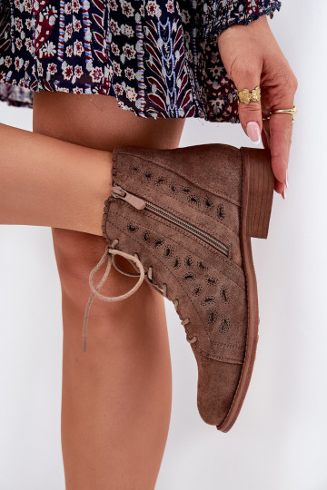 Žemas Aulinukai su ažūro elementais S.Barski HY51-185 rudos spalvos 2