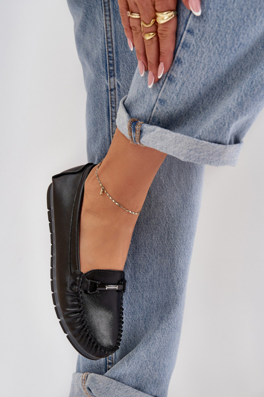 lygiapadžiai Oda Mokasinai su ornamentais S.Barski LR51-547 juodos spalvos