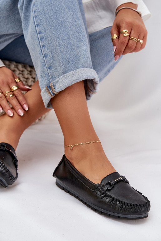 lygiapadžiai Oda Mokasinai su ornamentais S.Barski LR51-547 juodos spalvos