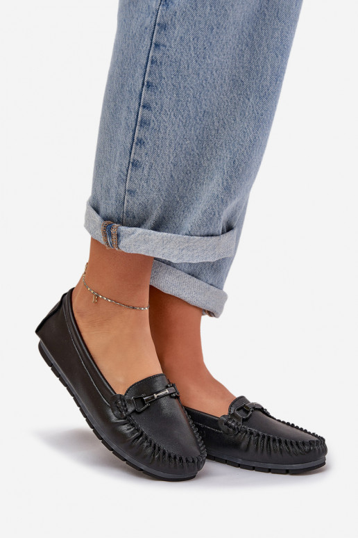 lygiapadžiai Oda Mokasinai su ornamentais S.Barski LR51-547 juodos spalvos