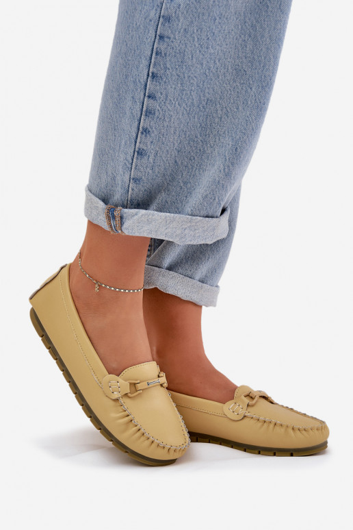 lygiapadžiai Oda Mokasinai su ornamentais S.Barski LR51-547 geltonos spalvos