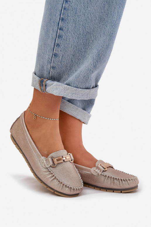 su blizgesiu lygiapadžiai Mokasinai Pagaminta iš natūralios odos D&A LR51-546 aukso spalvos