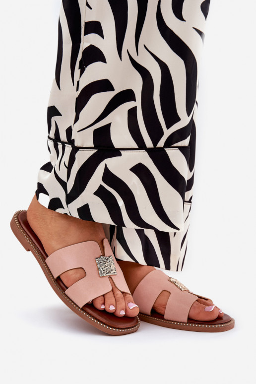 lygiapadžiai Šlepetės Su išpjovomis Ir Dekoracija rožinės spalvos Bohalis