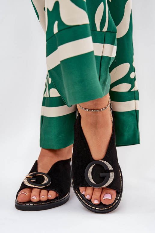 Lygiapadės basutės su ornamentais juodos spalvos Haliones Lygiapadės basutės su ornamentais juodos spalvos Haliones