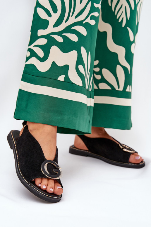 Lygiapadės basutės su ornamentais juodos spalvos Haliones Lygiapadės basutės su ornamentais juodos spalvos Haliones